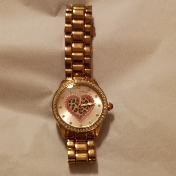 Betsey Johnson Accessories - Betsey Johnson Gold Watch with Pink Heart Design